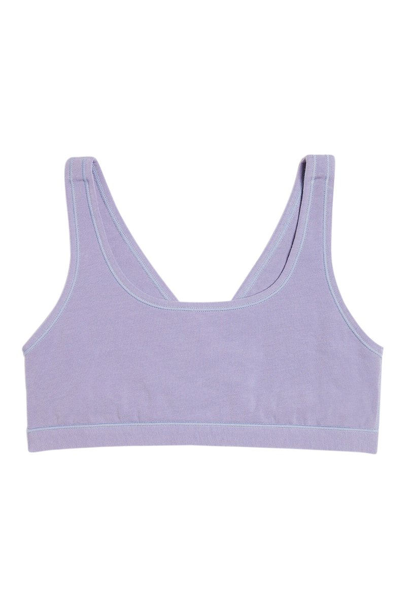 Brassière confortable mauve en coton doux pour un maintien léger