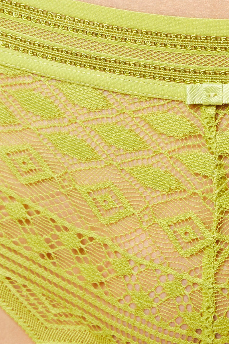 Shorty sexy en dentelle florale coloris vert pour femme