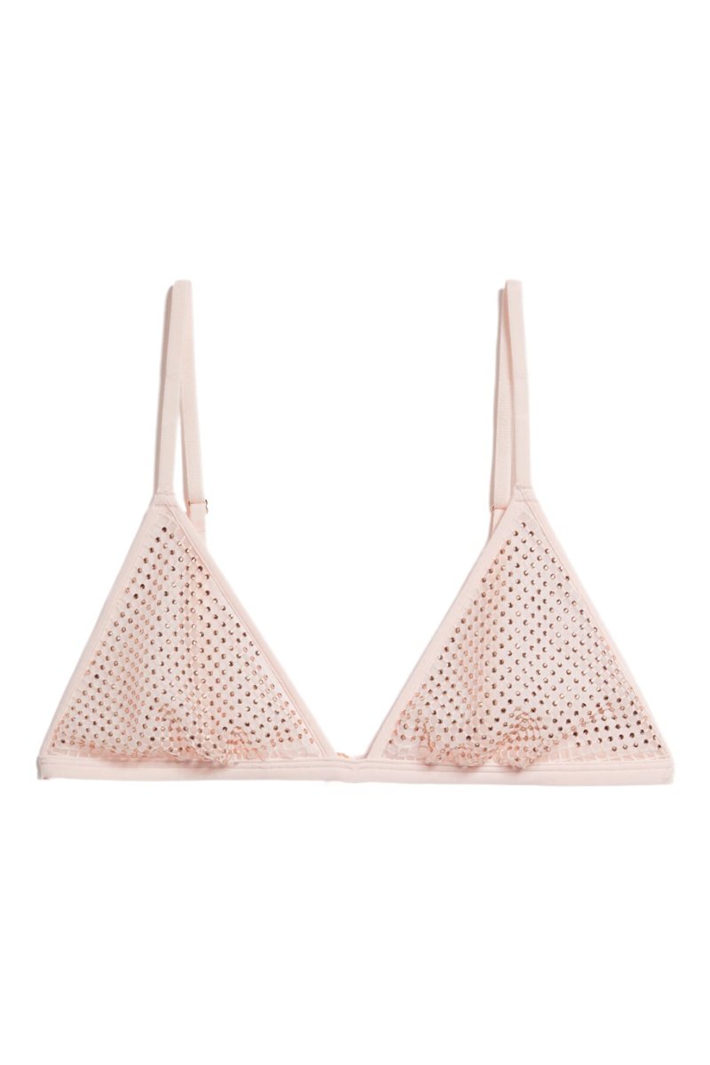 Soutien-gorge triangle rose Divine sans armatures avec motifs relief