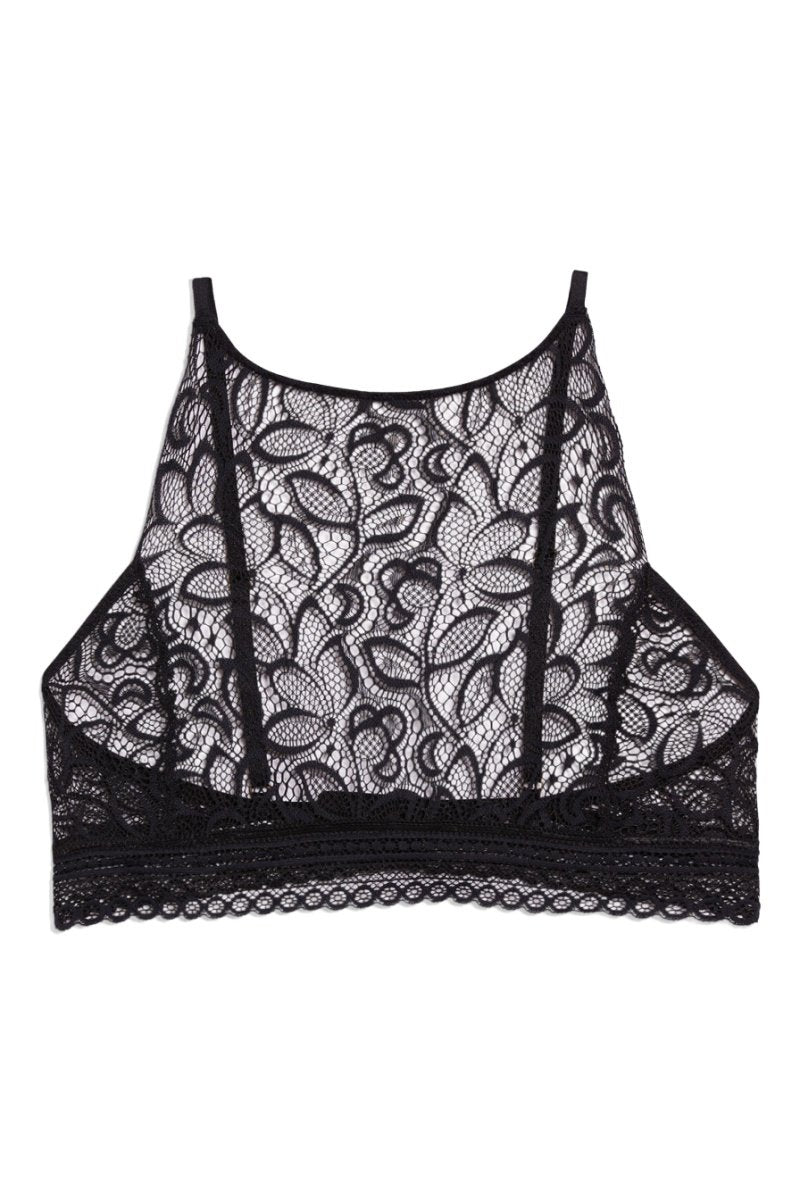 Brassière Tulipe Noire en Dentelle Fine sans Armatures Confort