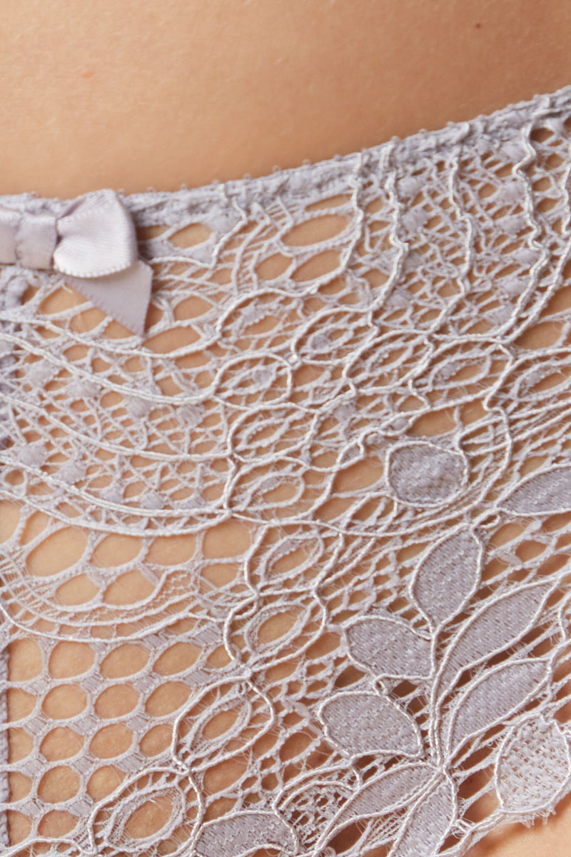 Tanga Success Mauve en Dentelle avec Petit Nœud Satiné