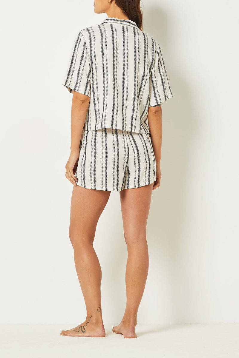 Chemise de pyjama Zanzibar blanc et noir à manches courtes