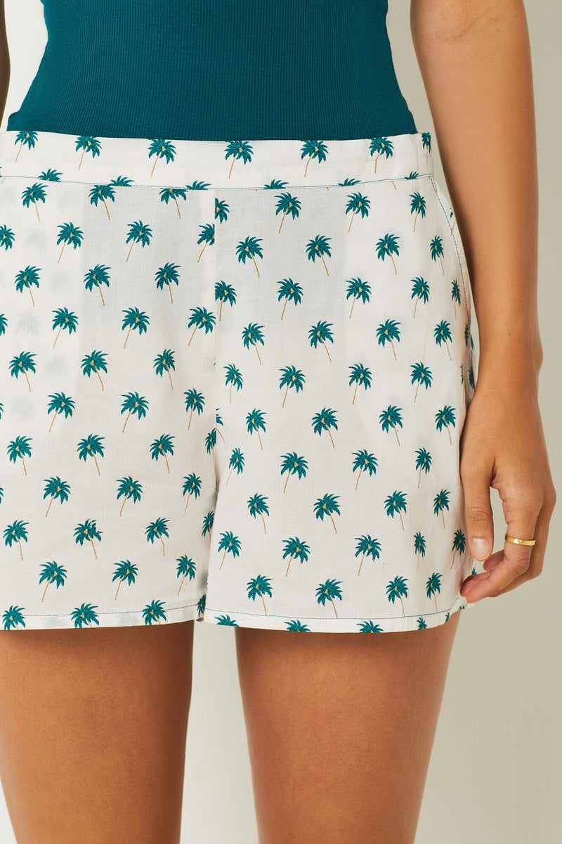 Short de pyjama Bahananas en coton écru confortable à motifs