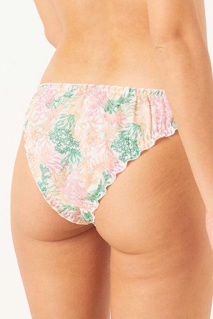 Tanga Jena Blanc à Motifs Fantaisie et Finitions Volantées Douces