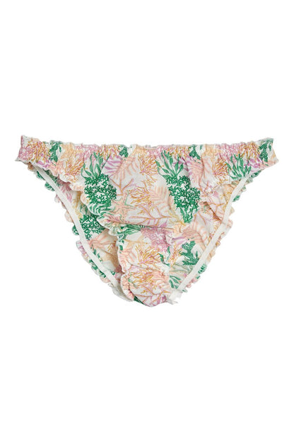 Tanga Jena Blanc à Motifs Fantaisie et Finitions Volantées Douces