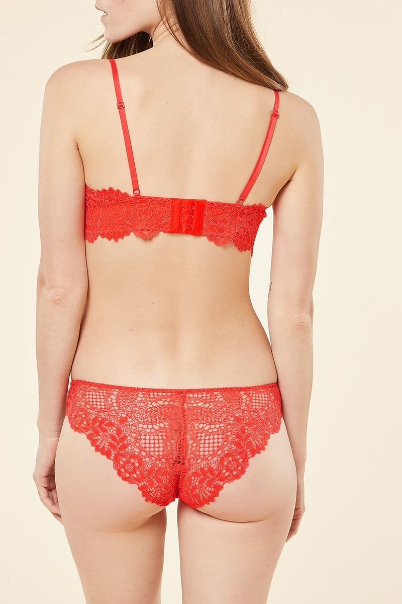 Culotte Success en Dentelle Rouge avec Nœud Satiné Élégante