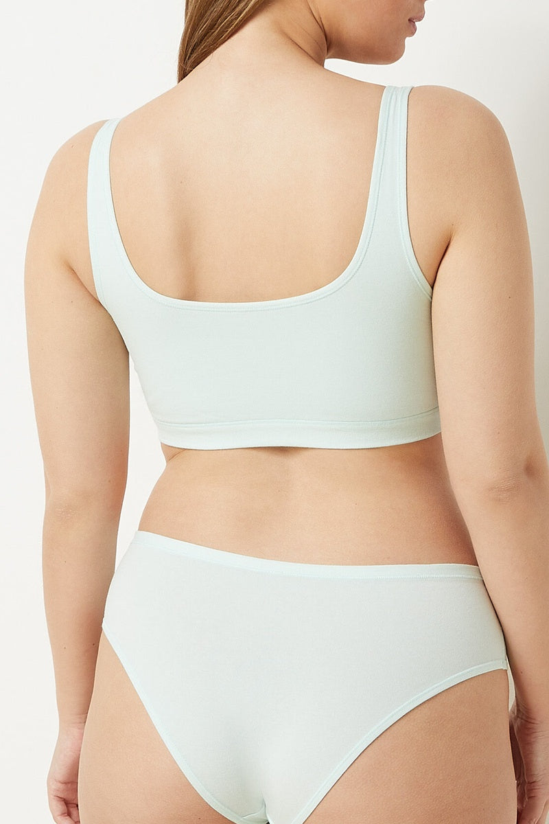 Brassière sans armatures en coton doux coloris vert d'eau