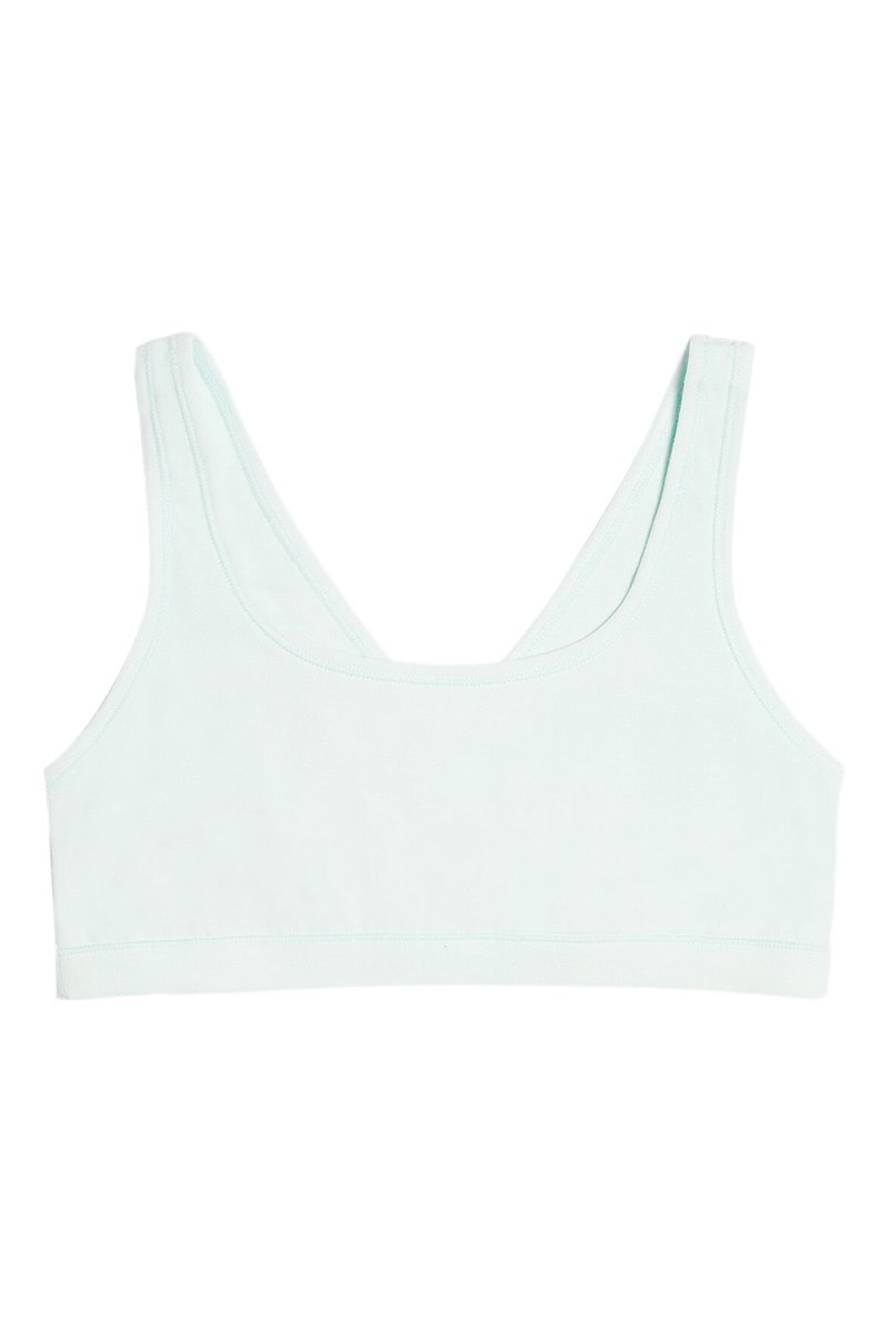 Brassière sans armatures en coton doux coloris vert d'eau