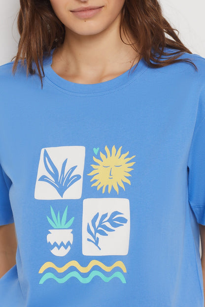 T-shirt de pyjama bleu Gabspe confortable en pur coton doux