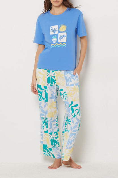T-shirt de pyjama bleu Gabspe confortable en pur coton doux