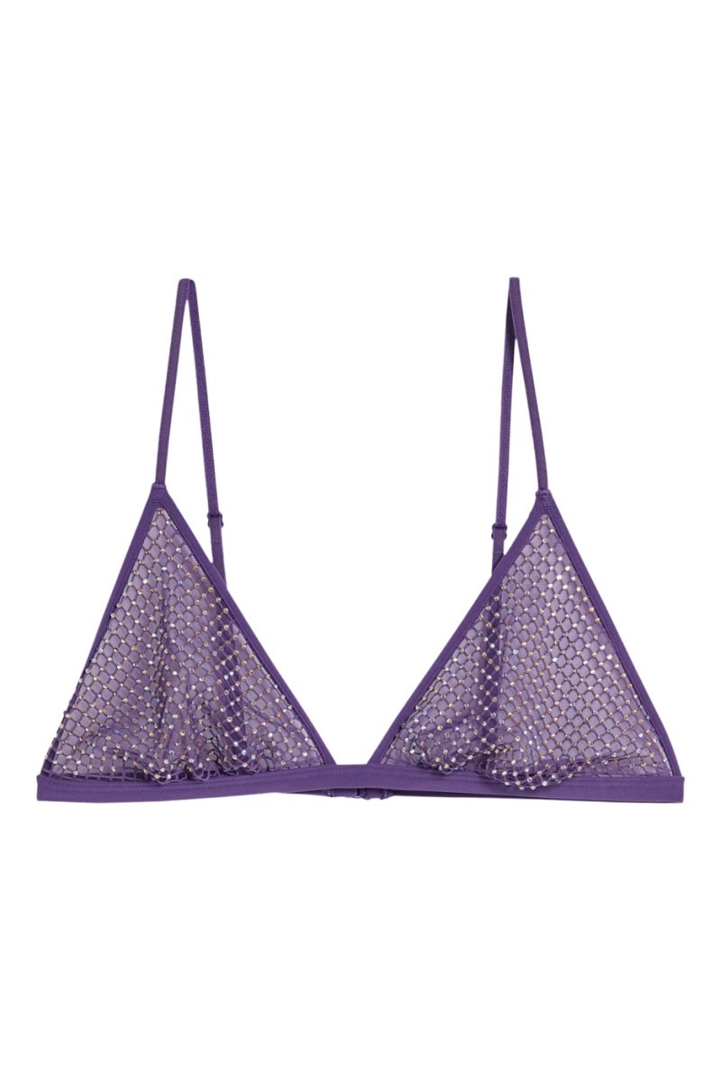 Soutien-gorge triangle violet sans armatures orné de strass Divine