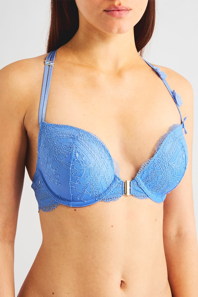 Soutien-gorge ampliforme Eternité en dentelle bleu ciel avec armatures