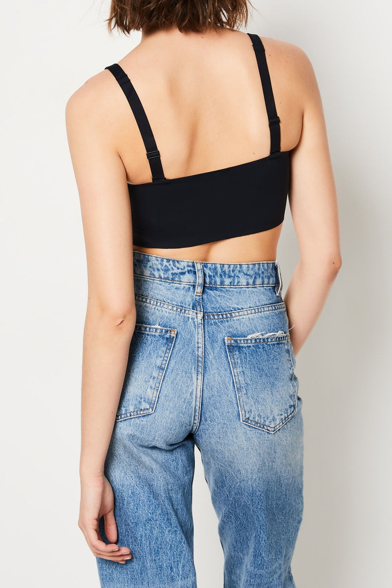 Soutien-gorge bandeau noir sans armatures et bretelles amovibles