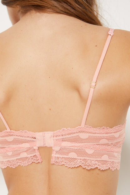 Bandeau Arty rose en dentelle sans armatures bretelles réglables