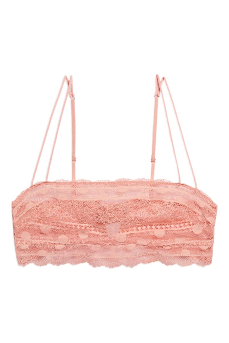 Bandeau Arty rose en dentelle sans armatures bretelles réglables