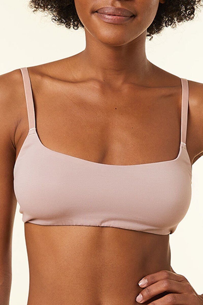 Brassière Sans Armatures en Coton Doux Confortable Beige