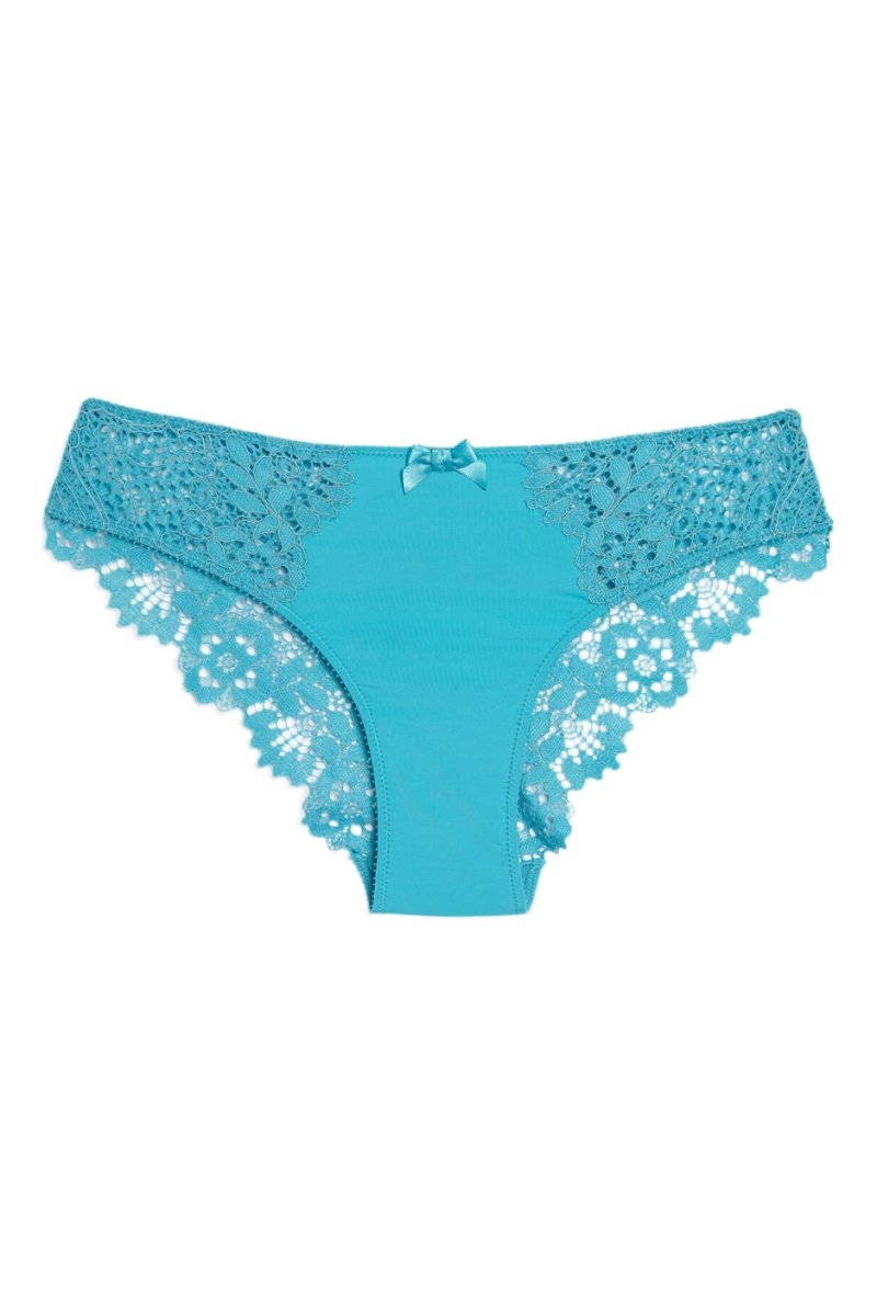 Culotte Success Turquoise en Dentelle avec Nœud Satiné Élégante