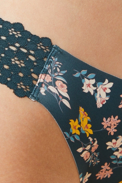 Culotte Wish Fleurie Vert Foncé avec Dentelle sur les Côtés